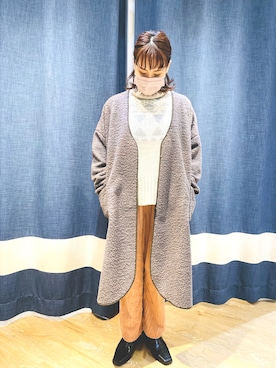 「Samansa Mos2 blue（サマンサモスモスブルー）のアイテム（ノーカラーコート）」を使った、サトウさん（レディース・155cm）の秋コーディネート