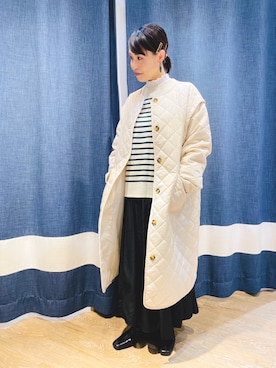 「Samansa Mos2 blue（サマンサモスモスブルー）のアイテム（ノーカラーコート）」を使った、サトウさん（レディース・155cm）の秋コーディネート