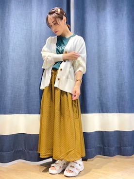 「Samansa Mos2 blue（サマンサモスモスブルー）のアイテム（スカート、オレンジ系）」を使った、サトウさん（レディース・155cm）の夏コーディネート