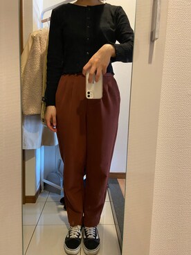 「GU（ジーユー）のアイテム（Tシャツ/カットソー、ブラック系）」を使った、ano15sugar15さん（レディース・163cm）の春コーディネート