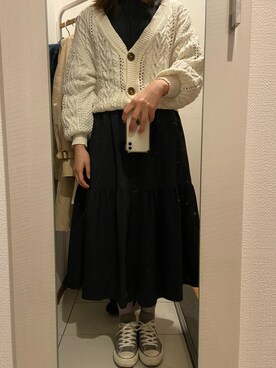 「GU（ジーユー）のアイテム（ワンピース、ブラック系）」を使った、ano15sugar15さん（レディース）の秋コーディネート