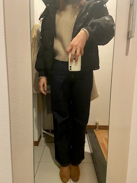 「UNIQLO（ユニクロ）のアイテム（ニット/セーター、ベージュ系）」を使った、ano15sugar15さん（レディース）の冬コーディネート