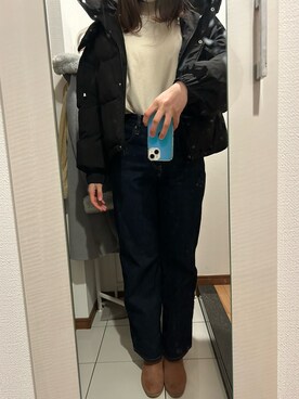 「UNIQLO（ユニクロ）のアイテム（デニムパンツ、ブルー系）」を使った、ano15sugar15さん（レディース）の冬コーディネート