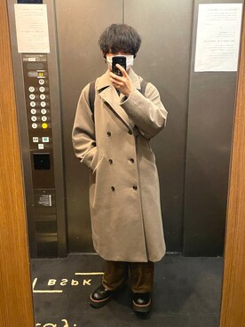 「JUNRED（ジュンレッド）のアイテム（トレンチコート）」を使った、macchanclothesさん（メンズ・159cm）の冬コーディネート