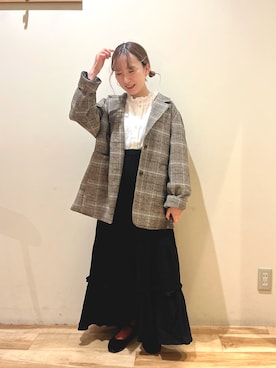 「Samansa Mos2（サマンサ モスモス）の襟刺繍シャーリング前後2WAYブラウス（シャツ/ブラウス）」を使った、おとさん（レディース・147cm）の秋コーディネート