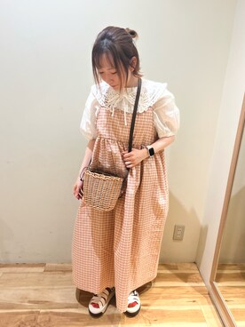 「アイテム（ワンピース、ピンク系）」を使った、おとさん（レディース・147cm）の春コーディネート
