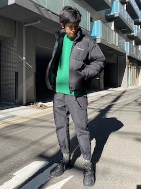 「BEN DAVIS（ベンデイビス）のアイテム（ダウンジャケット/コート）」を使った、NAVAL STAFFさん（メンズ・185cm）の冬コーディネート