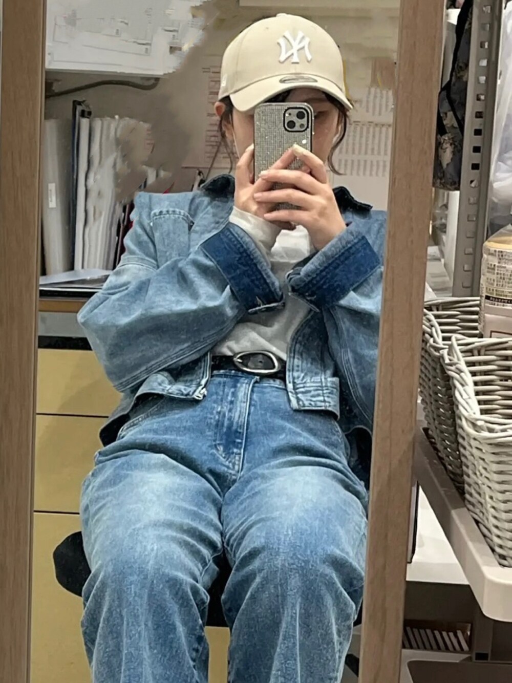 LEPSIMのデニムジャケットを使った「デニムパンツ」の人気ファッション