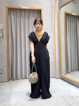 「アイテム（オールインワン・サロペット）」を使った、かえでさん（レディース・156cm）の夏コーディネート