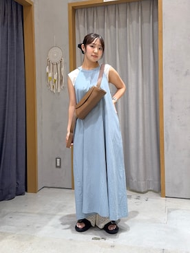 「アイテム（タンクトップ）」を使った、かえでさん（レディース・156cm）の夏コーディネート