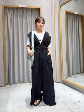 「アイテム（オールインワン・サロペット）」を使った、かえでさん（レディース・156cm）の夏コーディネート