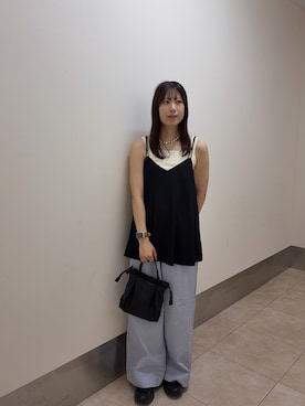「KBF(ケイビーエフ)のタックフレアビスチェ(その他トップス、ブラック系)」を使った、aikaさん(レディース・163cm)の夏コーディネート