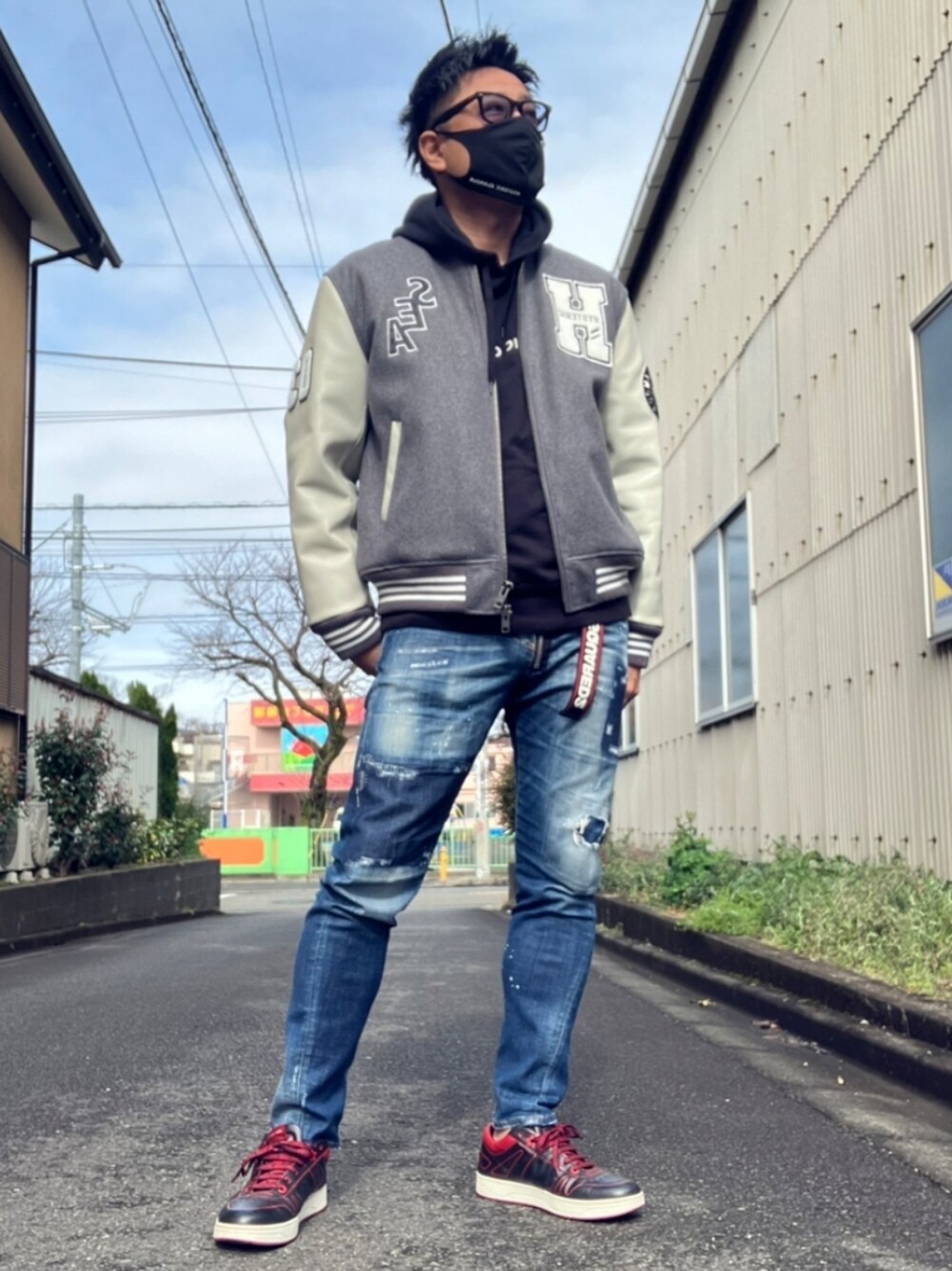wind and sea × ヒステリックグラマー スタジャン 黒 L
