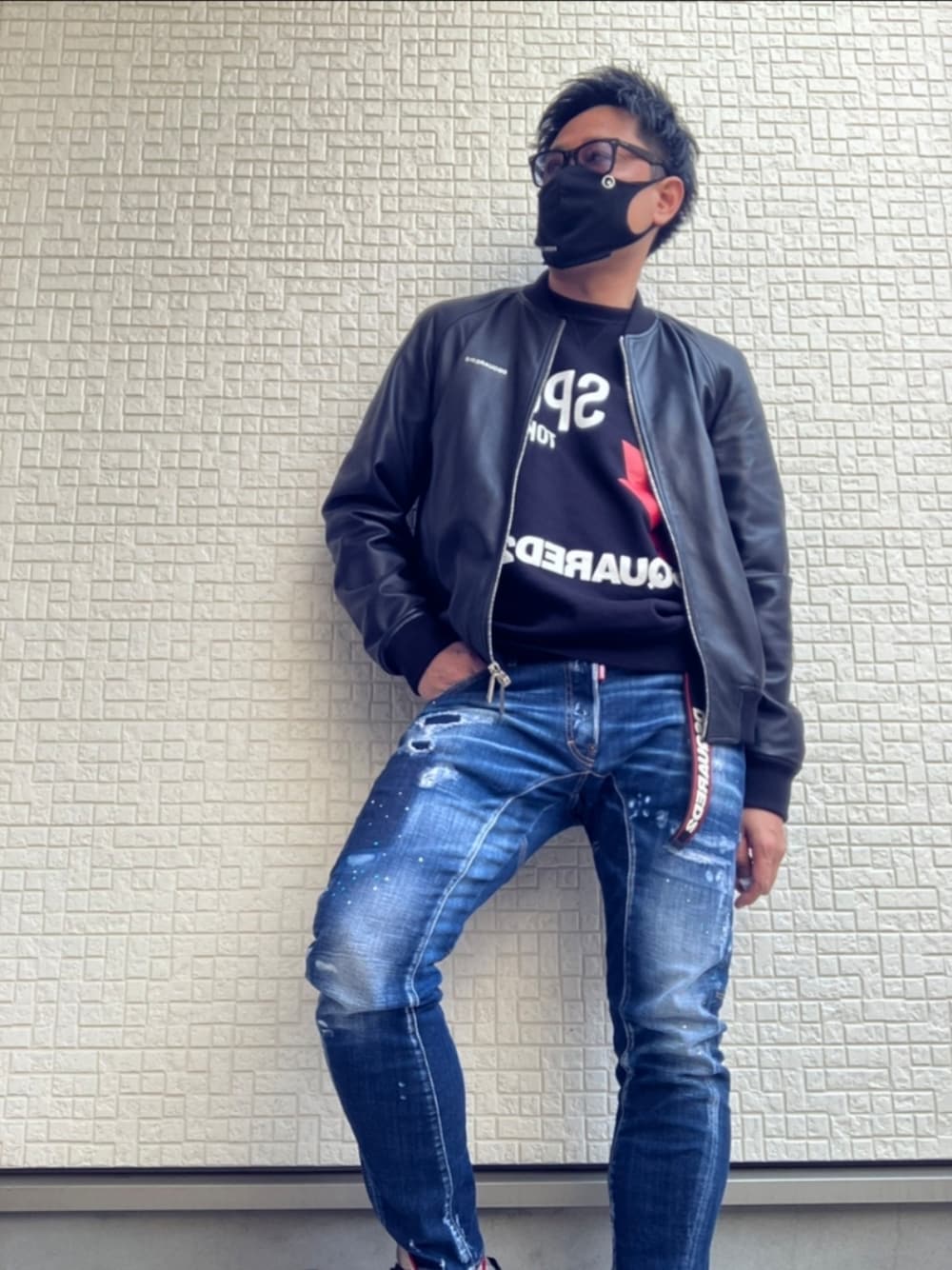 ディースクエアード サイド編み込み レザージャケット ディースクエアード サイド編み込み レザージャケット DSQUARED2の