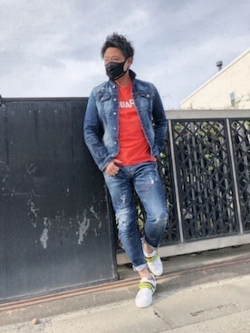 「DSQUARED2（ディースクエアード）のアイテム（デニムジャケット）」を使った、yohさん（メンズ・184cm）の秋コーディネート