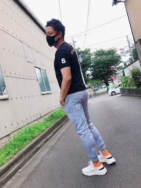 「海」｜「アイテム（スウェットパンツ）」を使った、yohさん（メンズ・184cm）の夏コーディネート