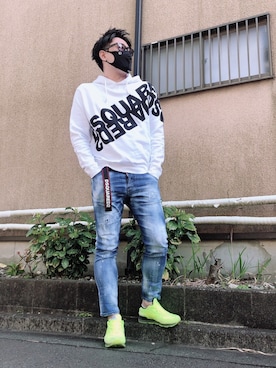 「DSQUARED2（ディースクエアード）のアイテム（パーカー）」を使った、yohさん（メンズ・184cm）の春コーディネート