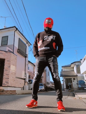 「DSQUARED2（ディースクエアード）のアイテム（キャップ）」を使った、yohさん（メンズ・184cm）の秋コーディネート