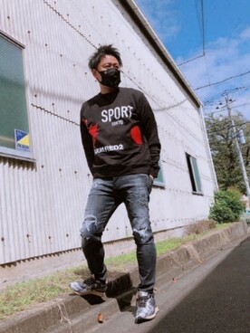 「DSQUARED2（ディースクエアード）のアイテム（スウェット）」を使った、yohさん（メンズ・184cm）の秋コーディネート
