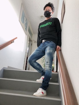 「DSQUARED2（ディースクエアード）のアイテム（スウェット）」を使った、yohさん（メンズ・184cm）の秋コーディネート