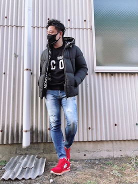「DSQUARED2（ディースクエアード）のアイテム（スウェット）」を使った、yohさん（メンズ・184cm）の冬コーディネート