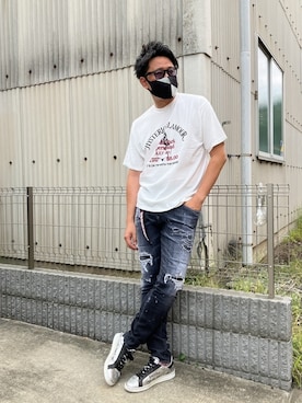 「DSQUARED2（ディースクエアード）のアイテム（スニーカー）」を使った、yohさん（メンズ・184cm）の夏コーディネート