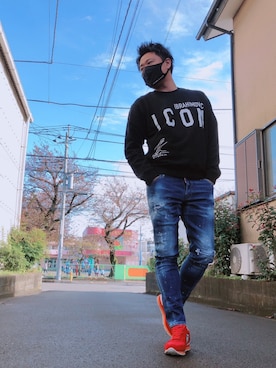「DSQUARED2（ディースクエアード）のアイテム（スウェット）」を使った、yohさん（メンズ・184cm）の秋コーディネート