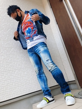 「DSQUARED2（ディースクエアード）のアイテム（デニムジャケット）」を使った、yohさん（メンズ・184cm）の夏コーディネート
