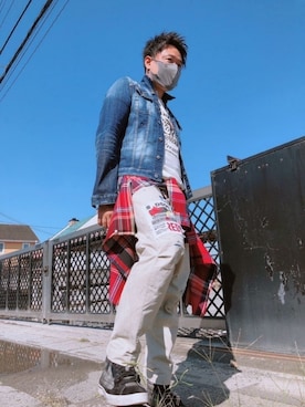 「DSQUARED2（ディースクエアード）のアイテム（デニムジャケット）」を使った、yohさん（メンズ・184cm）の秋コーディネート