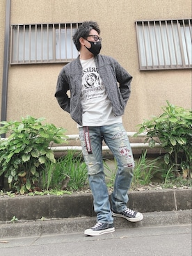 「デニムっていいよね」｜「アイテム（その他アウター）」を使った、yohさん（メンズ・184cm）の夏コーディネート
