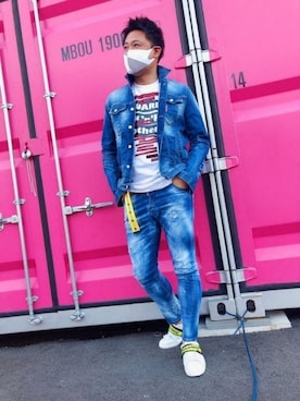 「DSQUARED2（ディースクエアード）のアイテム（デニムジャケット）」を使った、yohさん（メンズ・184cm）の夏コーディネート