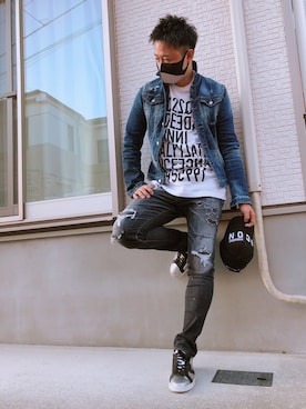 「DSQUARED2（ディースクエアード）のアイテム（キャップ）」を使った、yohさん（メンズ・184cm）の冬コーディネート
