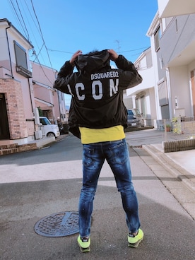 「DSQUARED2（ディースクエアード）のアイテム（ナイロンジャケット）」を使った、yohさん（メンズ・184cm）の秋コーディネート