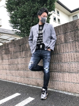 「DSQUARED2（ディースクエアード）のアイテム（テーラードジャケット）」を使った、yohさん（メンズ・184cm）の秋コーディネート
