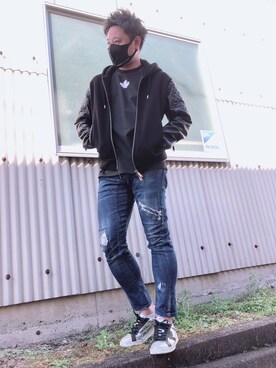 「DSQUARED2（ディースクエアード）のアイテム（ブルゾン）」を使った、yohさん（メンズ・184cm）の冬コーディネート