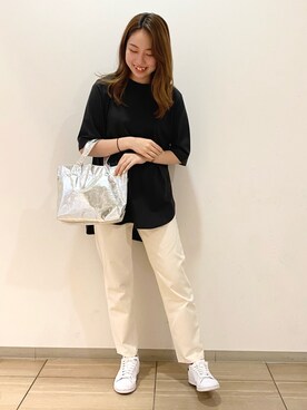 「アイテム（トートバッグ、シルバー系）」を使った、sakuraさん（レディース・165cm）の夏コーディネート