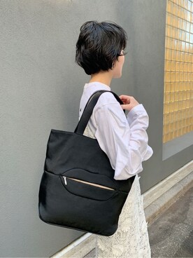 「HIROKO HAYASHI（ヒロコハヤシ）のDALIDA(ダリダ)トートバッグ（トートバッグ、ブラック系）」を使った、iw_HHさん（レディース・160cm）の冬コーディネート
