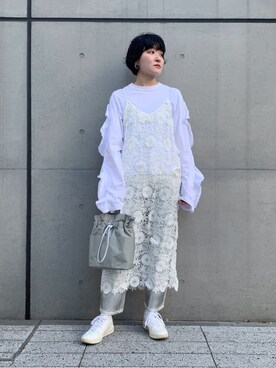 「HIROKO HAYASHI（ヒロコハヤシ）のLUINI（ルイーニ）ショルダーバッグ（ショルダーバッグ、グリーン系）」を使った、iw_HHさん（レディース・160cm）の冬コーディネート