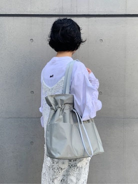 「HIROKO HAYASHI（ヒロコハヤシ）のLUINI（ルイーニ）トートバッグ（トートバッグ、グリーン系）」を使った、iw_HHさん（レディース・160cm）の冬コーディネート