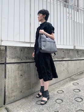 「HIROKO HAYASHI（ヒロコハヤシ）のLUINI SATINE（ルイーニ サティーネ）2wayナップサック（バックパック/リュック、グレー系）」を使った、iw_HHさん（レディース・160cm）の夏コーディネート