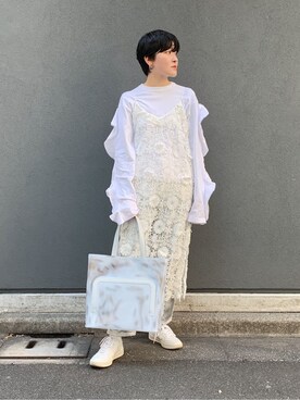 「HIROKO HAYASHI（ヒロコハヤシ）のGELA（ジェーラ）トートバッグ（トートバッグ、グレー系）」を使った、iw_HHさん（レディース・160cm）の春コーディネート