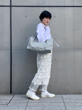 「HIROKO HAYASHI（ヒロコハヤシ）のLUINI（ルイーニ）トートバッグ（トートバッグ、グリーン系）」を使った、iw_HHさん（レディース・160cm）の冬コーディネート