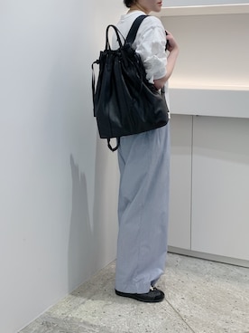 「HIROKO HAYASHI（ヒロコハヤシ）のFINE（フィーネ）2way ナップサック（バックパック/リュック、ブラック系）」を使った、iw_HHさん（レディース・160cm）の夏コーディネート