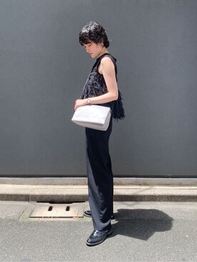 「HIROKO HAYASHI（ヒロコハヤシ）のENORME（エノルメ）ミニショルダーバッグ（ショルダーバッグ、ブラック系）」を使った、iw_HHさん（レディース・160cm）の夏コーディネート