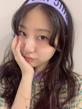 「アイテム（カチューシャ、パープル系）」を使った、cemonemoさん（レディース・160cm）の夏コーディネート