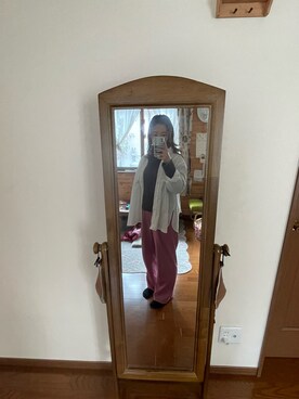 「Right-on（ライトオン）のアイテム（スラックス）」を使った、okdneさん（レディース・153cm）の冬コーディネート