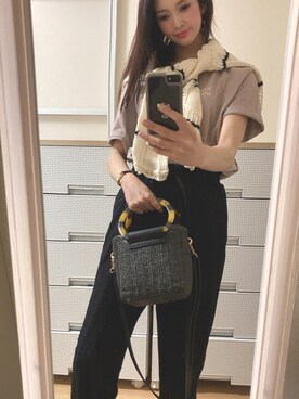 「cache cache（カシュ カシュ）のアイテム（かごバッグ）」を使った、pekoさん（レディース・158cm）の夏コーディネート