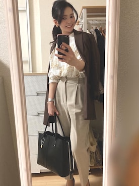 「仕事コーデ」｜「アイテム（その他）」を使った、pekoさん（レディース・158cm）の春コーディネート