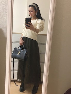 「パールアクセ」｜「アイテム（アナログ腕時計）」を使った、pekoさん（レディース・158cm）の秋コーディネート