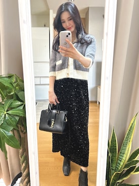 「スパンコール」｜「アイテム（その他）」を使った、pekoさん（レディース・158cm）の春コーディネート